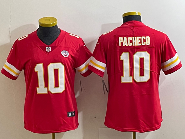 Women's Kansas City Chiefs #10 Isiah Pacheco Red Vapor Football Stitched Jersey(Run Small)